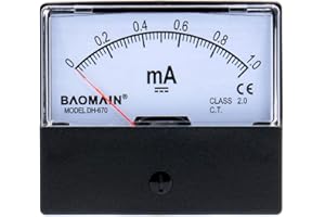 Baomain Ammeter DH-670 DC 0-1 mA Rectangular Ampere Needle Panel Meter Gauge Amperemeter