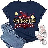 TIEEI Crawfish Shirts for Women Crawfish Seasoon T-Shirt Seafood Lover Tee Tops