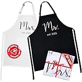 Prazoli Products Mr Mrs Apron Set - Engagement Gifts, Wedding & Bridal Shower Gifts for Couple (Mr. & Mrs. Est: 2025, Standard)