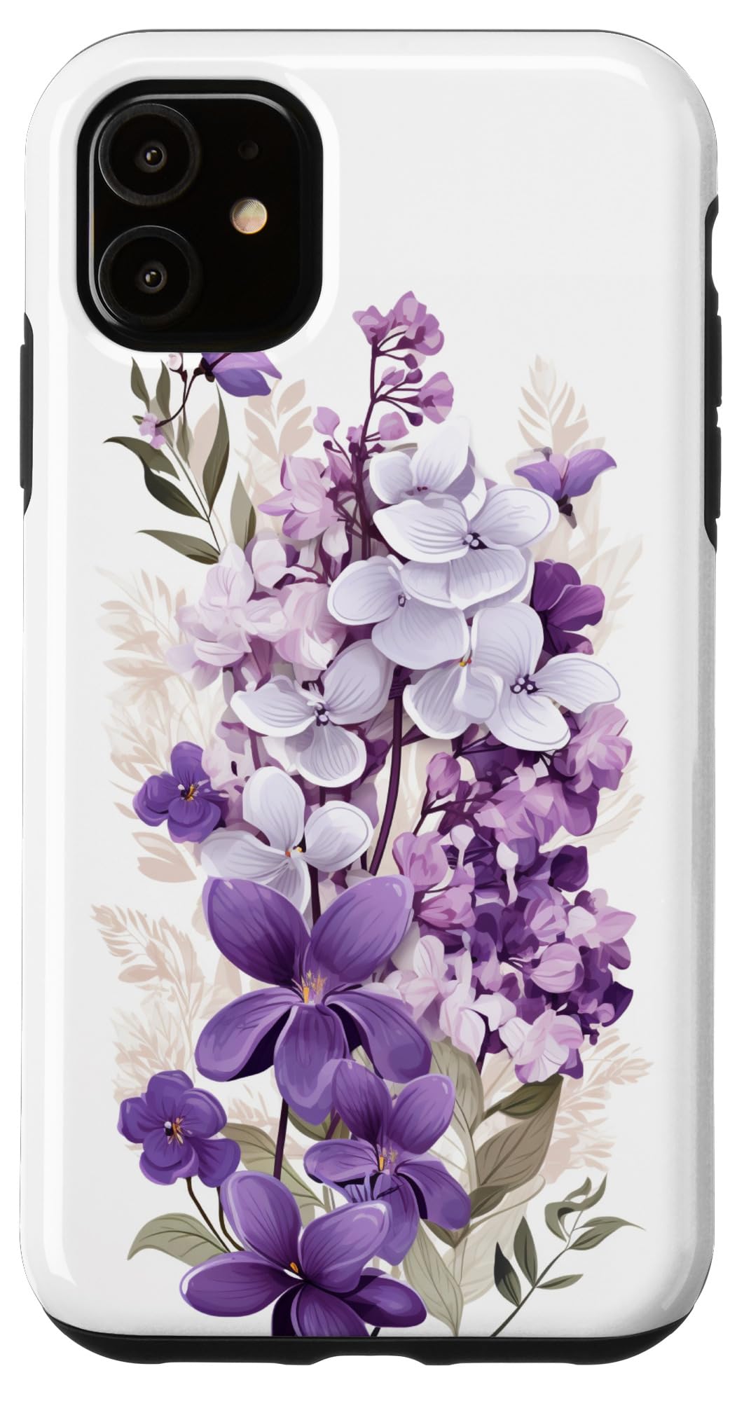 iPhone 11 White Violet Purple Lavender Lilac Floral Botanical Flowers Case