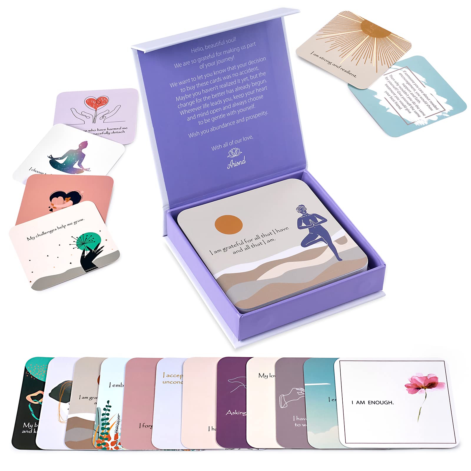 Positive Affirmations for Women | Motivational Cards with Thought-Provoking Questions, Daily Affirmations for Women | Mindfulness, Inspirational Cards