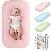 Freejoy Baby Lounger for Newborn, Portable Baby Nest, Soft Cotton Breathable Washable Infant Lounger for Home and Travel (Pink)