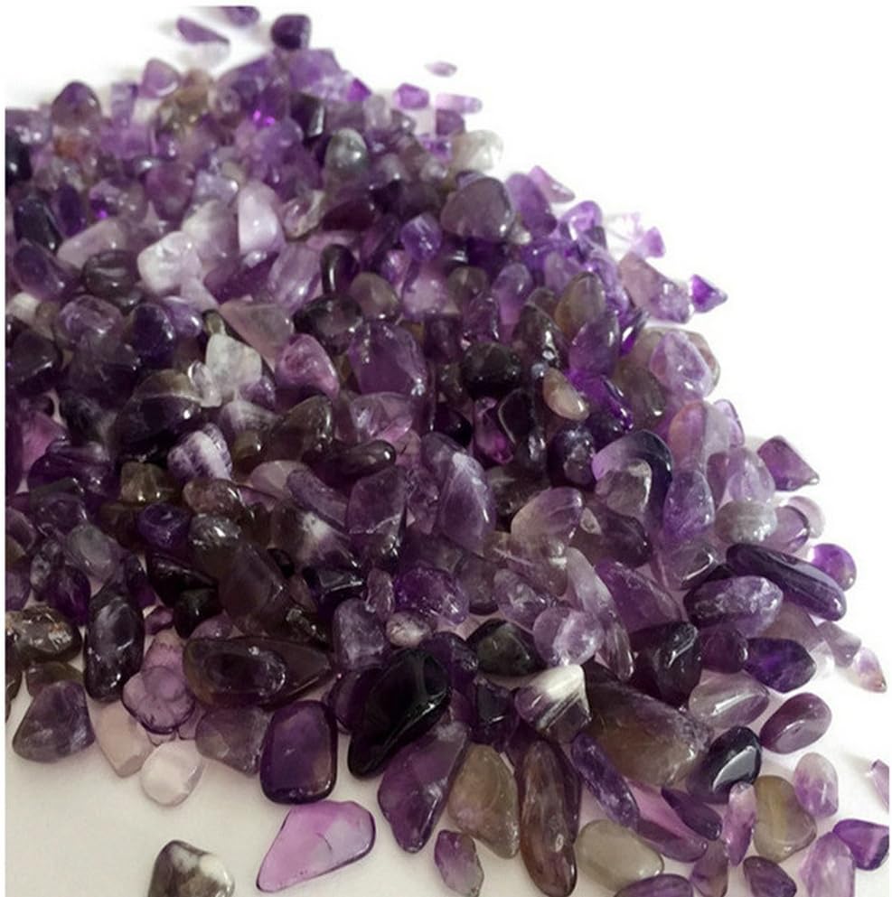 1 lb Natural Irregular Shape Small Tumbled Chips Crushed Stone Amethyst Healing Reiki Crystal Quartz Stone Jewelry Fill air Plants,Fish Tank,Flower Pot Making Home Decoration