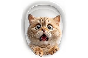 3D Decorative Kitten Toilet Lid Sticker, Waterproof Removable Bathroom Decal for Bathroom Restroom Decor