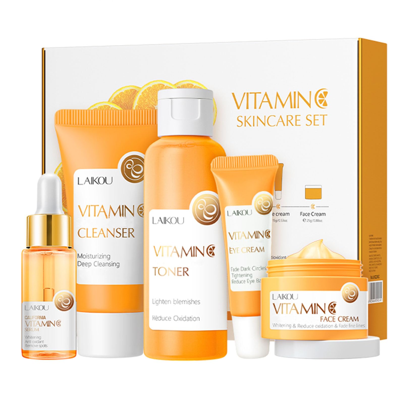 5Pcs Skincare Gift Set for Teenage Girls, Vitamin C Face Skin Care Kit With Cleanser, Toner, Face Serum, Eye Cream, Cream, Travel Skin Care Sets & Kits, Hydrating Facial Kit Skincare Set for Women Men