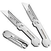 WORKPRO 3-Pack Folding Utility Knife, Quick Change Blades Box Cutter, EDC Foldable Pocket Utility Knife Sets with Belt Clip