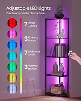 VASAGLE 5-Tier Corner Shelf with Adjustable LED Lights Ebony Black LBC590B02 view 4