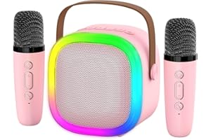 ZICOR Karaoke Machine for Kids Adults, Portable Bluetooth Speaker with 2 Wireless Microphones and LED Lights, Kids Toys Birthday Gifts for Girls Boys Ages 4, 5, 6, 7, 8,9,10,11,12+ Years