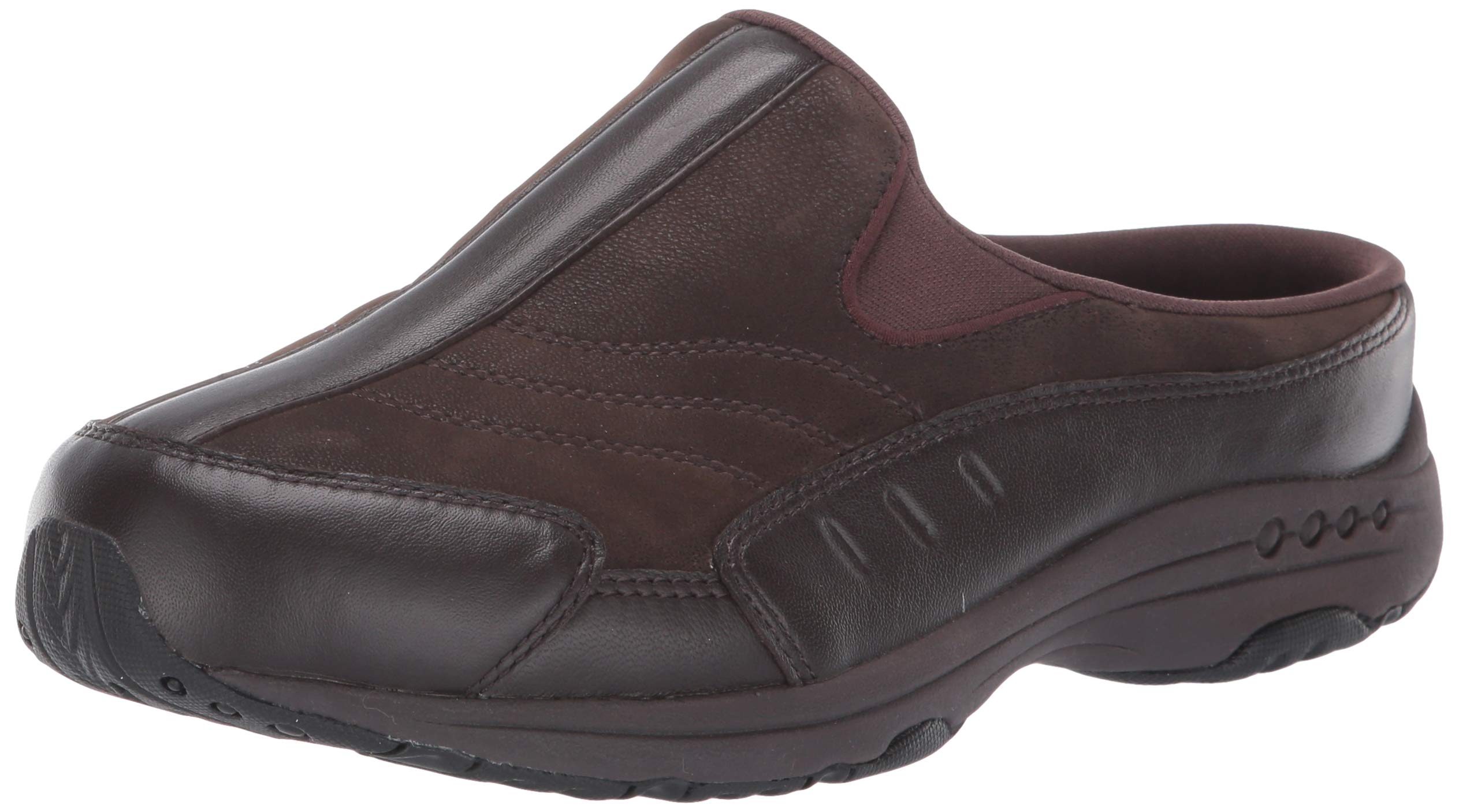 Easy Spirit Women's Traveltime 234 Clogs, Chocolate Torte Leather, 9.5 X-Wide Image