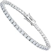 Kose 925 Sterling Silver Bracelets for Women and Men | Princess and Round Cut 3mm Cubiz Zironia Classic Tennis Bracelet | Size 6.5-8 inches