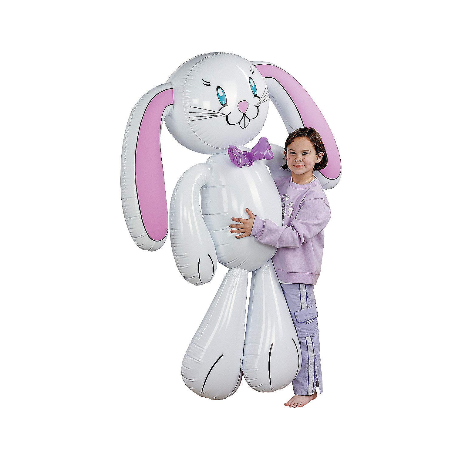Fun Express Giant Inflatable Easter Bunny Outdoor Decorations - 62 Inch Tall White Vinyl Rabbit for Spring Holiday Yard Decor | Perfect for Easter Party Photo Props & Lawn Display