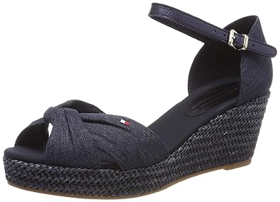 Tommy Hilfiger Damen Iconic Elba Metallic Canvas Plateausandalen