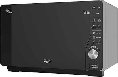Whirlpool Mwf 427 Sl Microwave Extra Space Grill 25 Litres Silver With Steamer High And Flat Crisp Grill Handle 800 1000 W Amazon De Kuche Haushalt