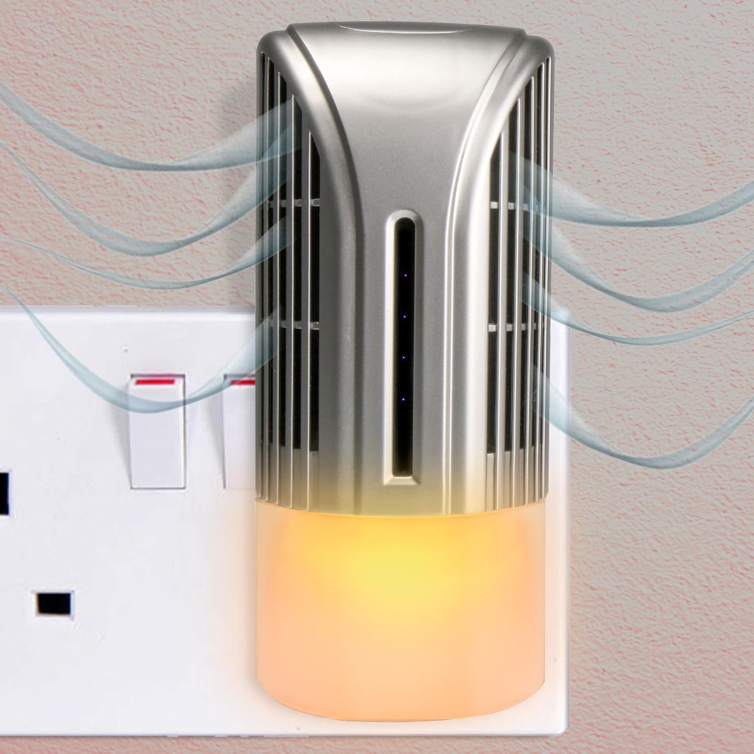 PLUG IN IONIC AIR PURIFIER NIGHT LIGHT DUST POLLEN REMOVAL SOCKET FAN