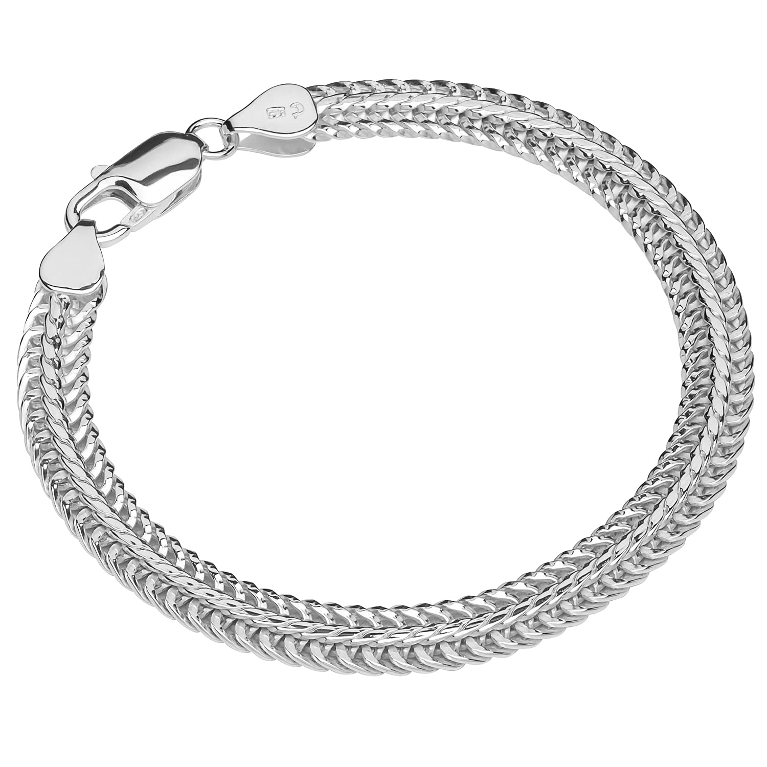NKlaus bracelet 925 sterling silver 19cm diamond shaped anttail chain for ladies 12048