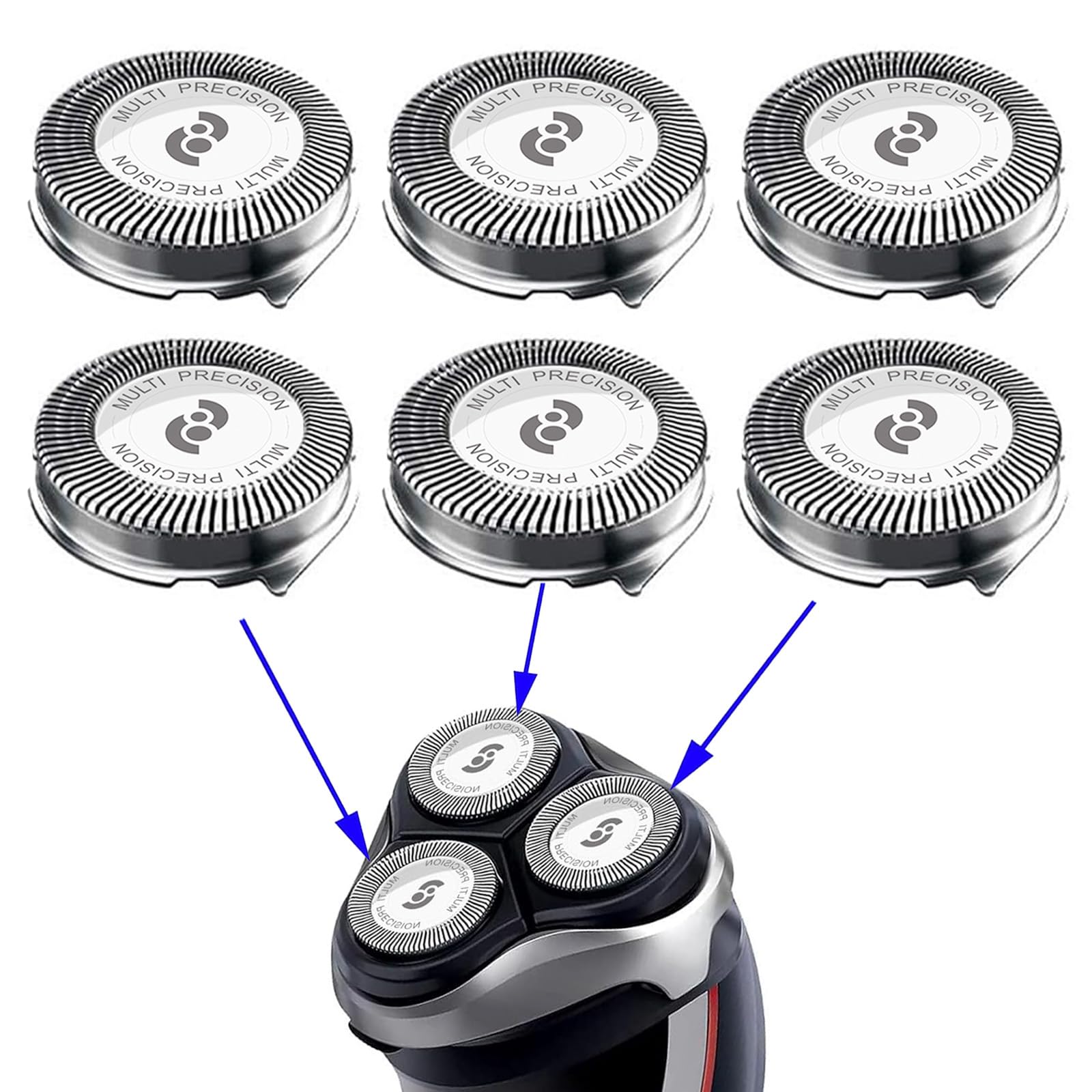Photo 1 of New Upgrade HQ8 Replacement Heads Compatible With Philips Norelco Aquatec Shavers, Razor Blades For PT720 AT880 AT810, HQ8 Blades 6-pc pack