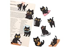10pcs Cat Magnetic Bookmarks for Reading, Cute Black Animal Pet Kitten Bookmarks Kawaii Page Markers Funny Cool Magnet Access