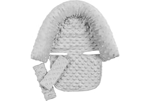 JIAHG Soft Minky Baby Carseat Head Neck Body Support Pillow and Strap Cover Set Toddlers Car Seat Insert Headrest Cushion for Stroller Buggy Bassinet Swing Bouncers Pushchair Newborn Infants Carriers