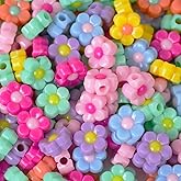 250pcs Random Multicolor Acrylic Flower Beads Cute Beads for Craft Bracelet Necklace Keychain Jewelry Making
