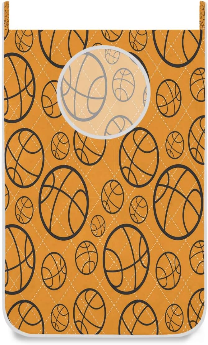 Wäschekorb zum Aufhängen, Basketball-Muster, orange, 1 Stück, Oxford