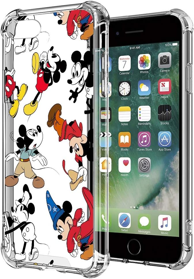 DISNEY COLLECTION iPhone 7/ iPhone 8 Case Disney Mickey Crystal Clear Design Case with 4 Corners Shock Skid Proof Scratch-Resistant PC+TPU Environmentally Friendly Blended Material Protection Cover