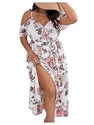 Floerns Women's Plus Size Cold Shoulder Short
