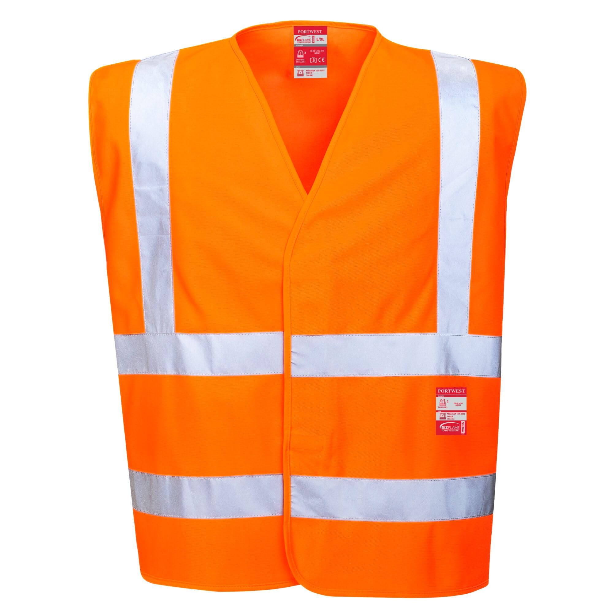 Portwest Hi-Vis FR Vest, Size: XX/3X, Colour: Orange, FR75ORRXX/3X