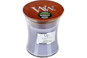 WoodWick Medium Hourglass Candle, Lavender Spa - Premium Soy Blend Wax, Pluswick Innovation Wood Wick, Made in USA