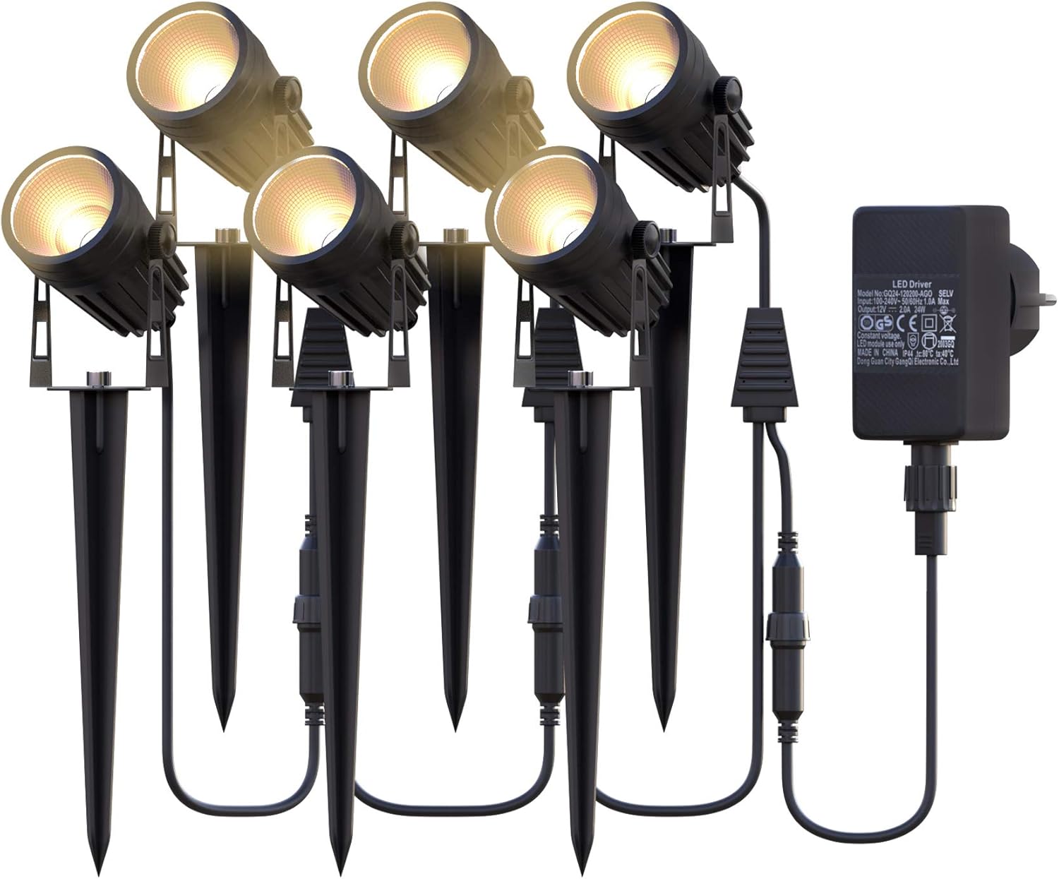 Gartenbeleuchtung,Azhien Gartenstrahler LED mit Erdspieß,6x3W 1800Lm Gartenleuchte,IP65 Warmweiß COB LED Gartenlampe 17.5M für Außen Wegbeleuchtung Rasenlicht Landschaftslampe Gartenleuchte,6er Set