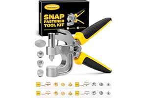 BISUOSHI Snap Fastener Tool for Thicker Fabric w/Heights 6.3mm/5.3mm Metal Snaps, 40 Sets 15mm Leather Snaps and Fasteners Kit, Snap Button Tool 2 Colors Heavy Duty Snaps for Canvas Clothes(BlackYellow)