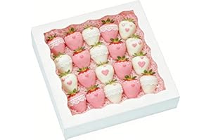 XINHPKGG 20 Pcs Pie Boxes 10x10x2.5 Inch Bakery Boxes Cookie Box with Window for Treat Macaron Dessert Chocolate Covered Stra