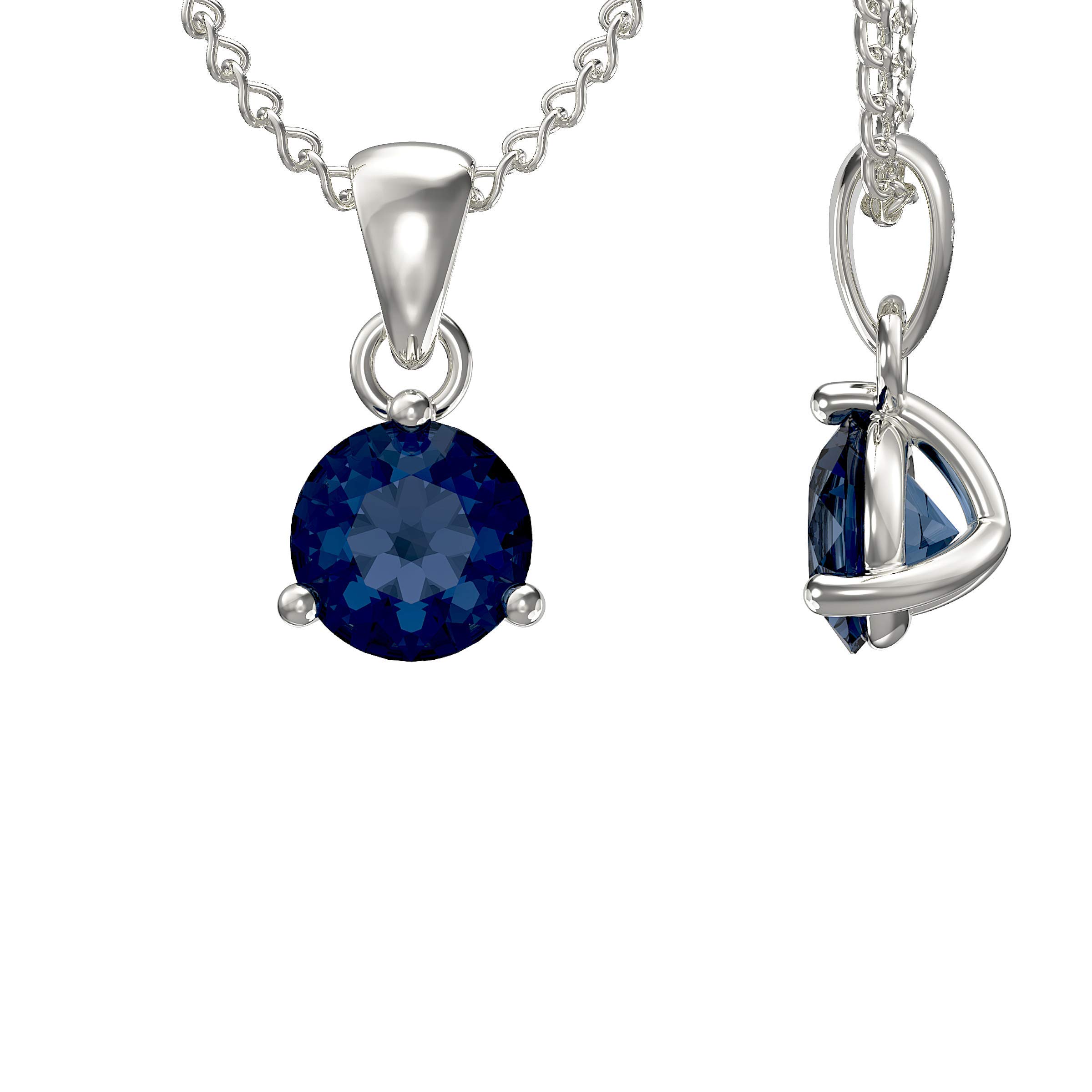 Aeon Birthstone Necklace - September Blue Sapphire | 925 Sterling Silver & Cubic Zirconia| Polishing Cloth Included