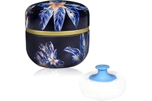 W M G WEMEGA WEMEGA Body Powder Case with Powder Puff Powder Container Tea Box for Baby and Women Powder Puff and Powder Case for Travel (Midnight Flower)