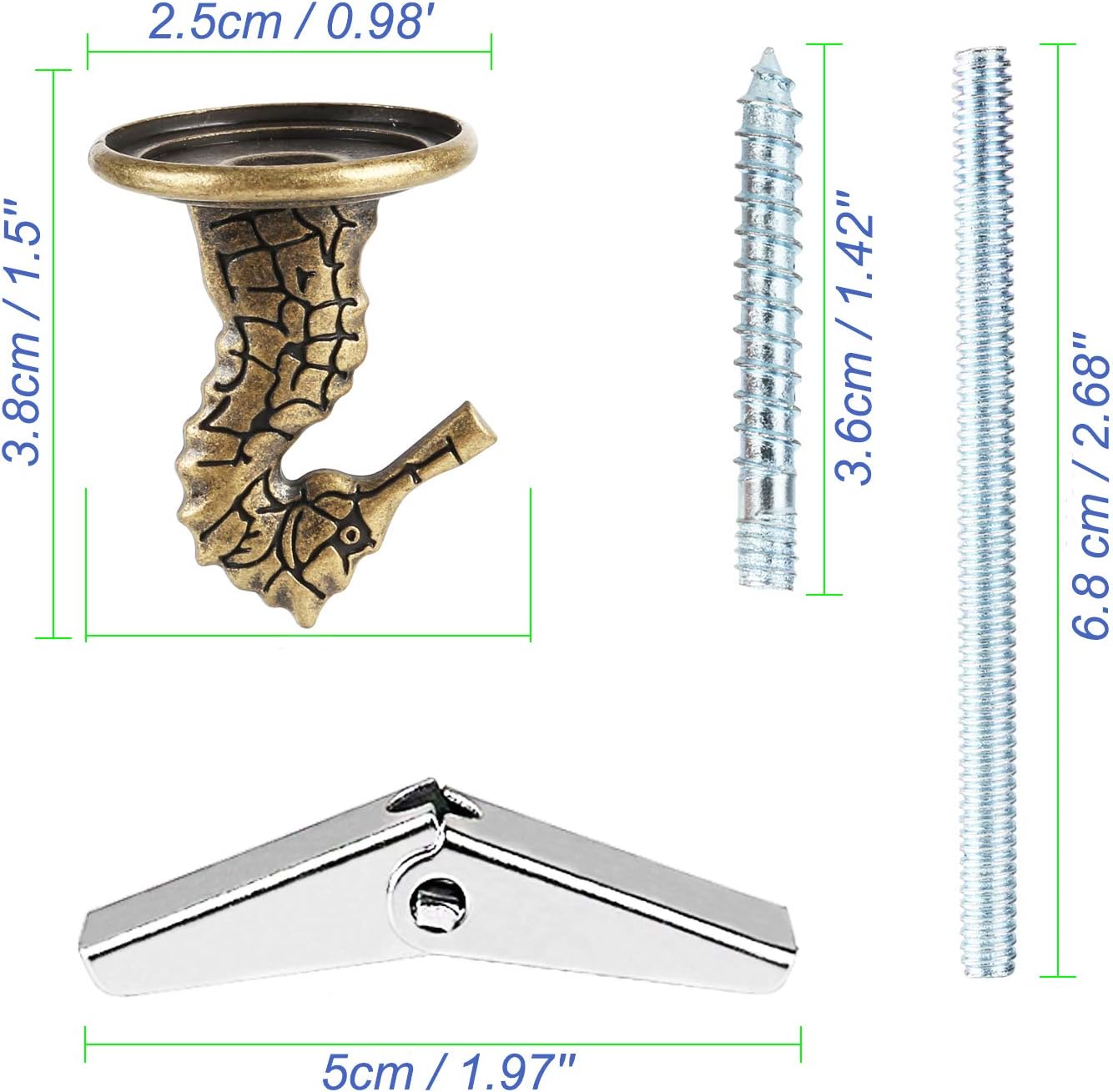 Braun OOTSR Metall Deckenhaken 6 Sätze Hippocampus Form Heavy Duty