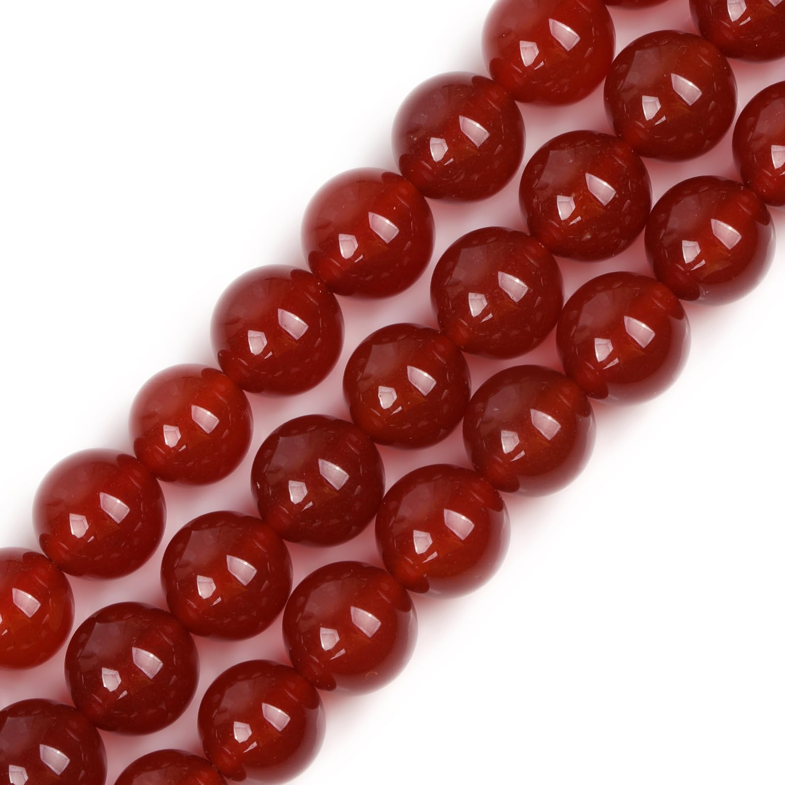 GEM-Inside Natural 12mm Red Agate Smooth Round Gemstone Semi Precious Loose Beads for Jewellery Making 15''