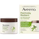 Aveeno Positively Radiant Gel Moisturizer - Dry Skin Lotion - Daily Face & Neck Cream - Hyaluronic Acid & Soy - 45 grams