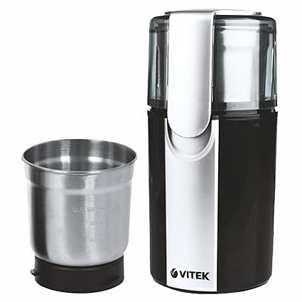 VITEK Mini Wet & Dry Grinder Suitable for Coffee, Masala, Spices, Chutney with 2 Separate Detachable Jars (Gun, Black)