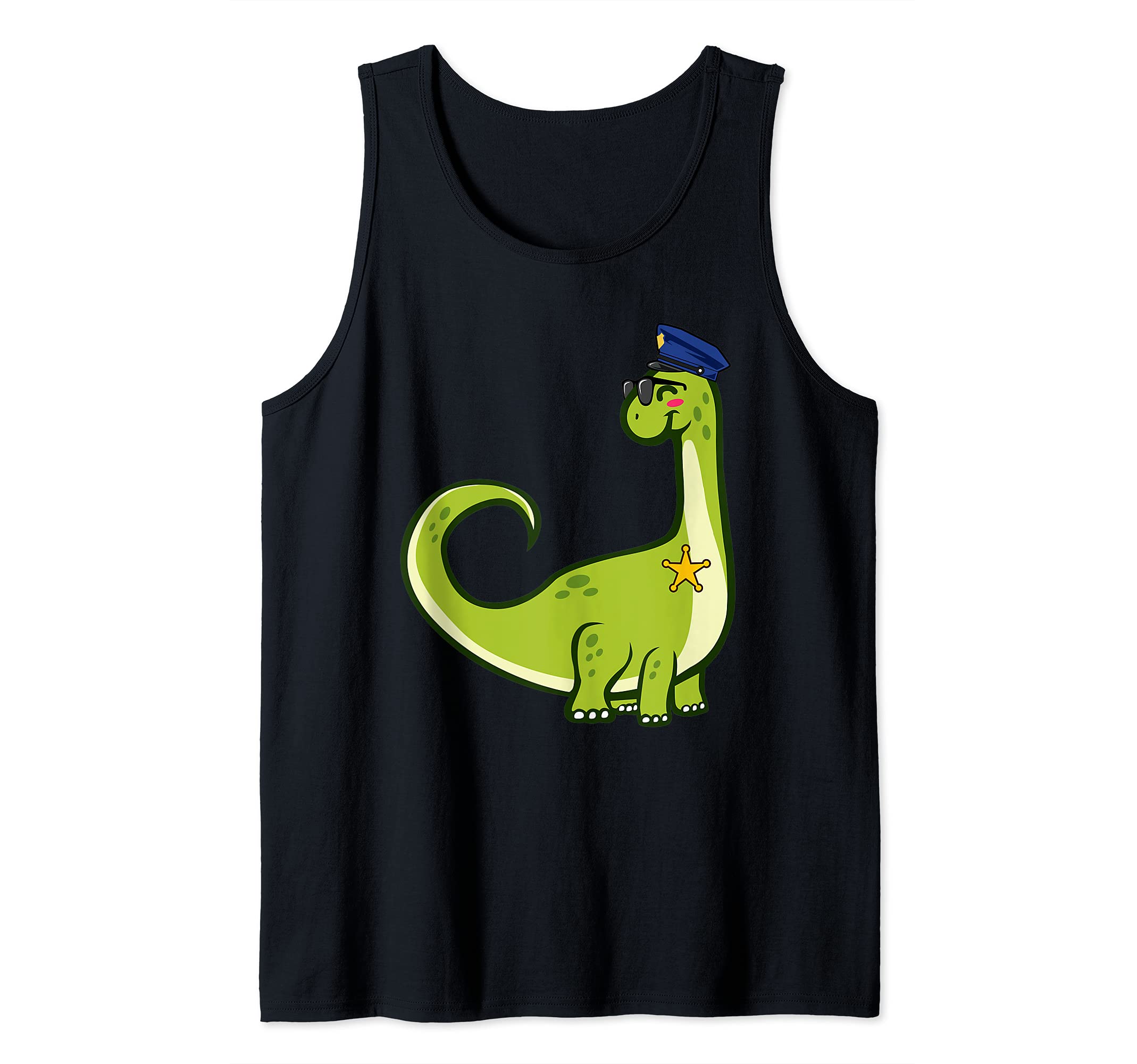 Police Officer Cop Law Enforcement Brontosaurus Dinosaur Tank Top