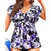 Aqua Eve Tankini Tops for Women Swimwear Ruffle Sleeve Swim Top Flowy Swimsuit Bathing Suit Top No Bottom