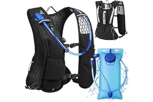 Zacro Running Vest for Men Women, Lightweight Hydration Vest with 2L Water Bladder, Adjustable No Bounce Fit, Breathable Refl