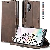 Samsung Galaxy Note 10+ Plus Wallet Case, Magnetic Stand Flip Protective Cover PU Leather Flip Case with ID & Credit Card Slots Cash Pockets for Samsung Galaxy Note 10 Plus 6.8” (Coffee)