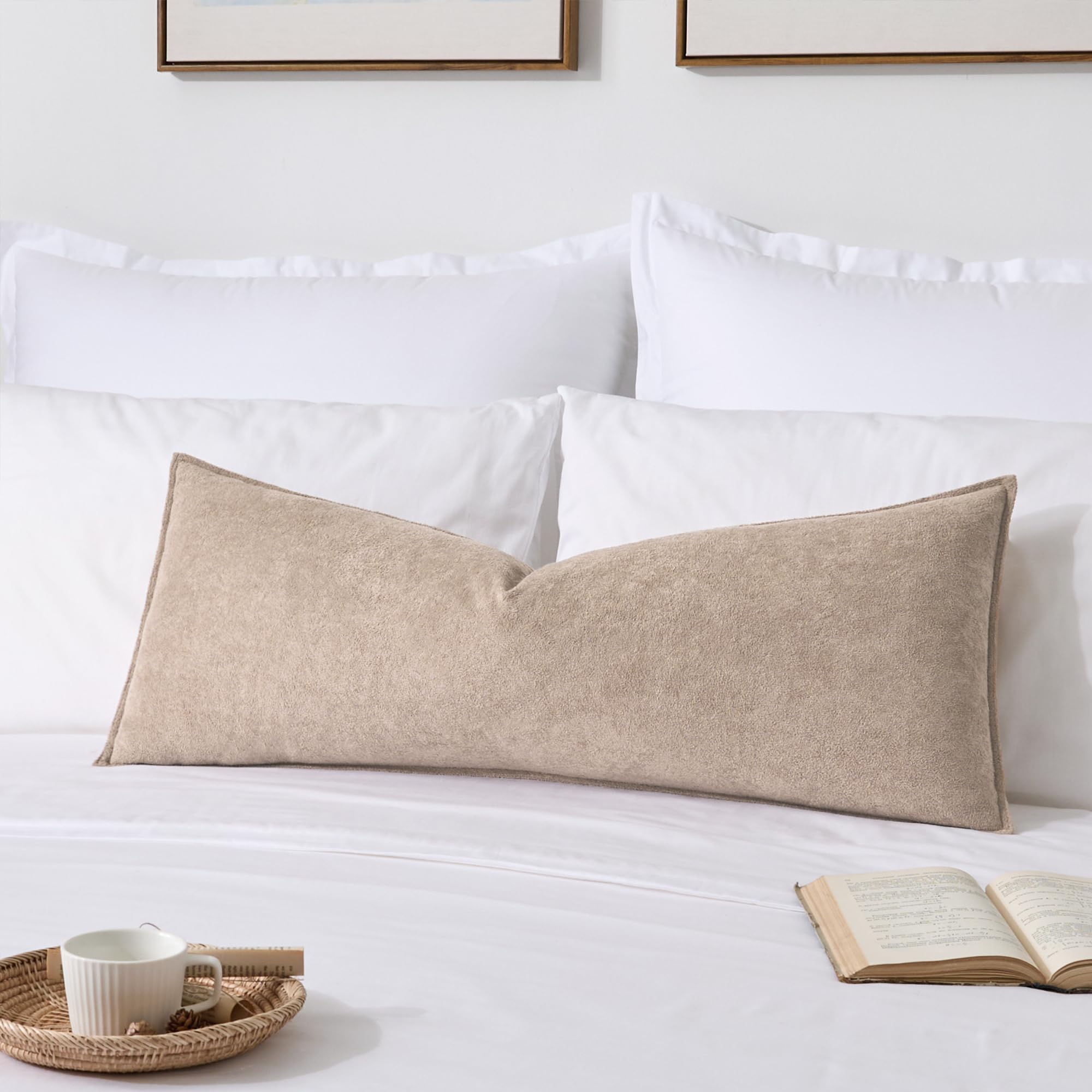 Photo 1 of Kevin Textile 14x36 Inch Long Lumbar Cover 1 Pack Soft Boucle Textured Decorative Waterproof Rectangle Cushion Elegant Accent Pillows for Couch Sofa Chair Bed Home Decor Indoor Outdoor Khaki