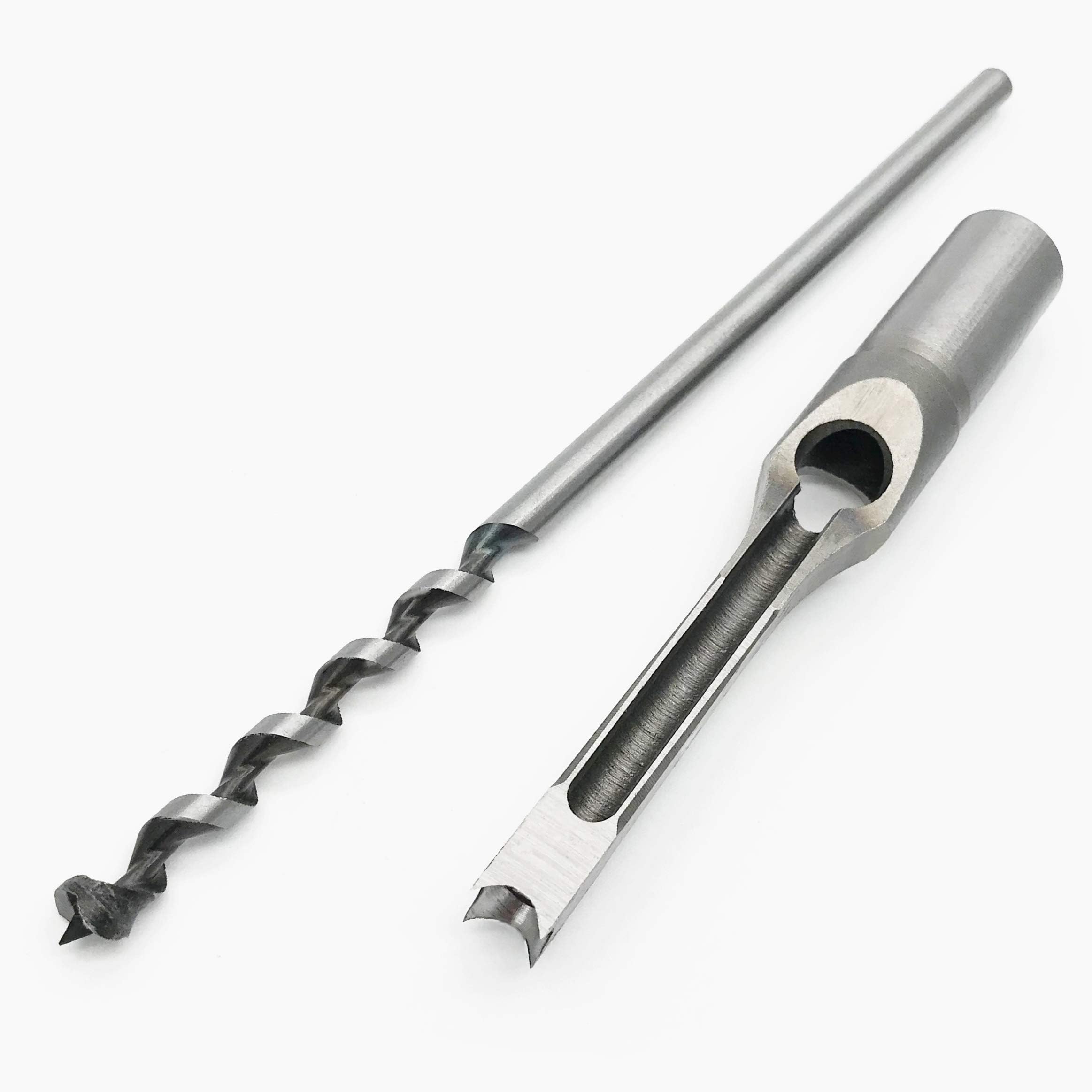 Woodworking 3/8" Inch (9.5mm) Square Hole Drill Bit Mortising Chisel Set, Mortise Chisel & Bit Set for Mortise and Tenon Machine