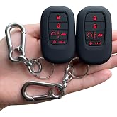 Key Fob Cover for Honda 2026-2022 Civic Accord CR-V HR-V Pilot Passport | Silicone Key Case, Full Protection, 5 Button, 2-Pack, Including Keychain, Black