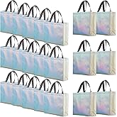 60-pack Iridescent Reusable Gift Bags with Handles 12.6 x 10.6 x 3.9 in Non Woven Shopping Grocery Bags Holographic Goodie Tote Bag for Party, Holiday, Birthday, Wedding, Bachelorette