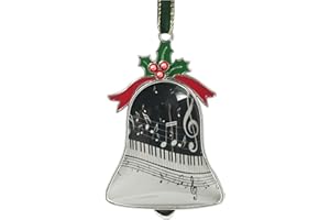Gixpop Christmas Ornament Bell Pendant Decorative Metal Glass Hanging Christmas Bell Ornaments for Home Decoration Party Decor A Piano Keys with Musical Notes