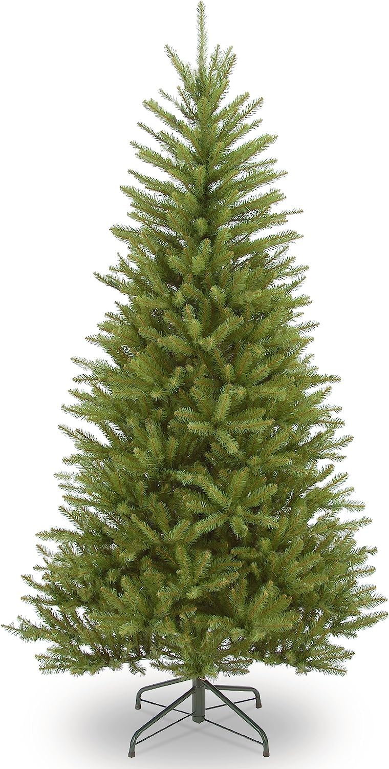 Photo 1 of National Tree Company 6.5 ft Unlit Dunhill Fir Slim Artificial Christmas Tree, 1,184 Tips, Includes Stand, Green