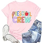 NEWKA Preschool Teacher Shirts for Women Preschool Crew Tshirt Teacher Life Rainbow Tee Top