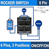 Heschen Rocker Switch ON-OFF-ON DPDT 6 Terminals 16A 250VAC Black 2 Pack view 3