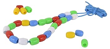 Skillofun Wooden Beads Set, Multi Color (50 Beads)